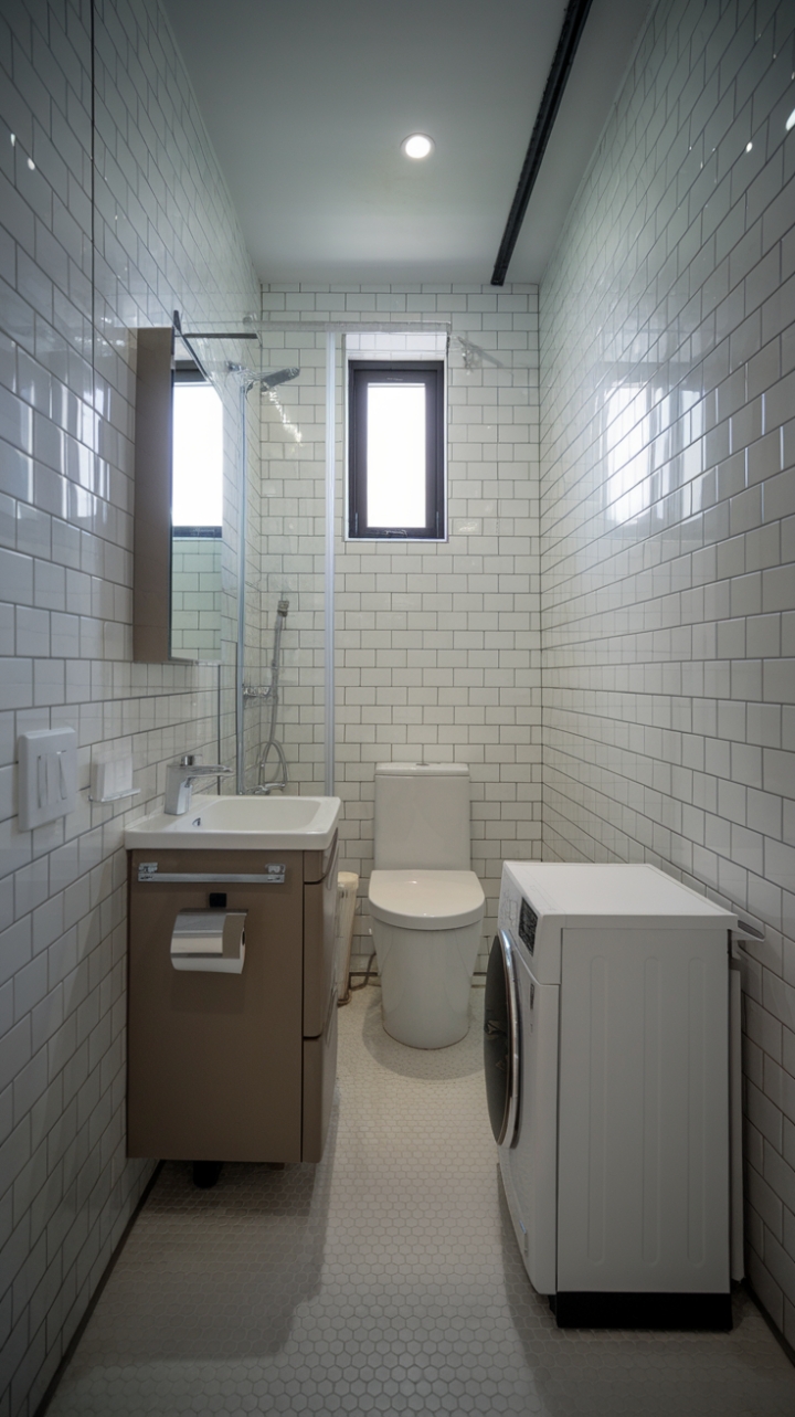 Minimalist Bathroom with Timeless White and Modern Touches