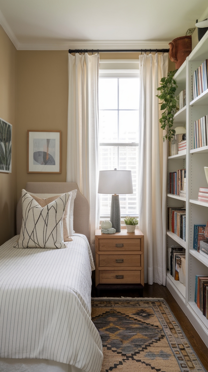 Serene Guest Retreat with Neutral Tones and Layered Textures