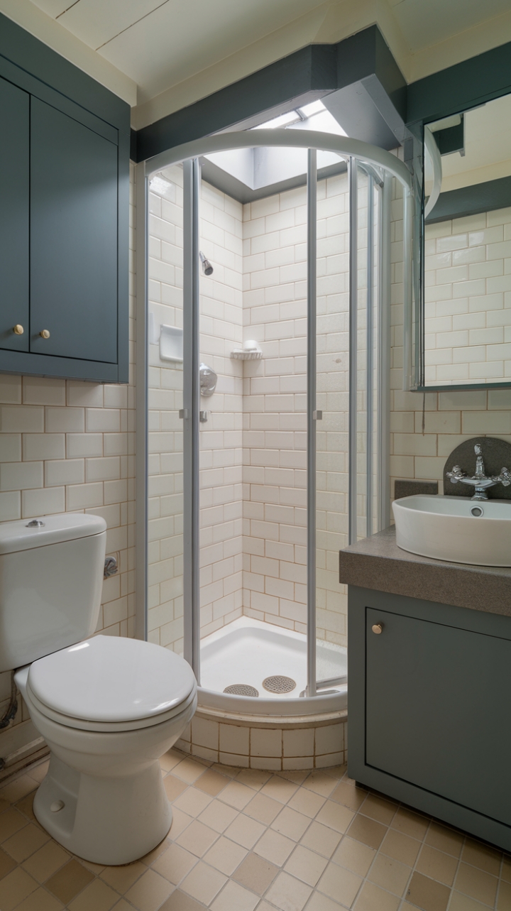 Modern Minimalism: A Compact Ensuite with Smart Design and Neutral Tones