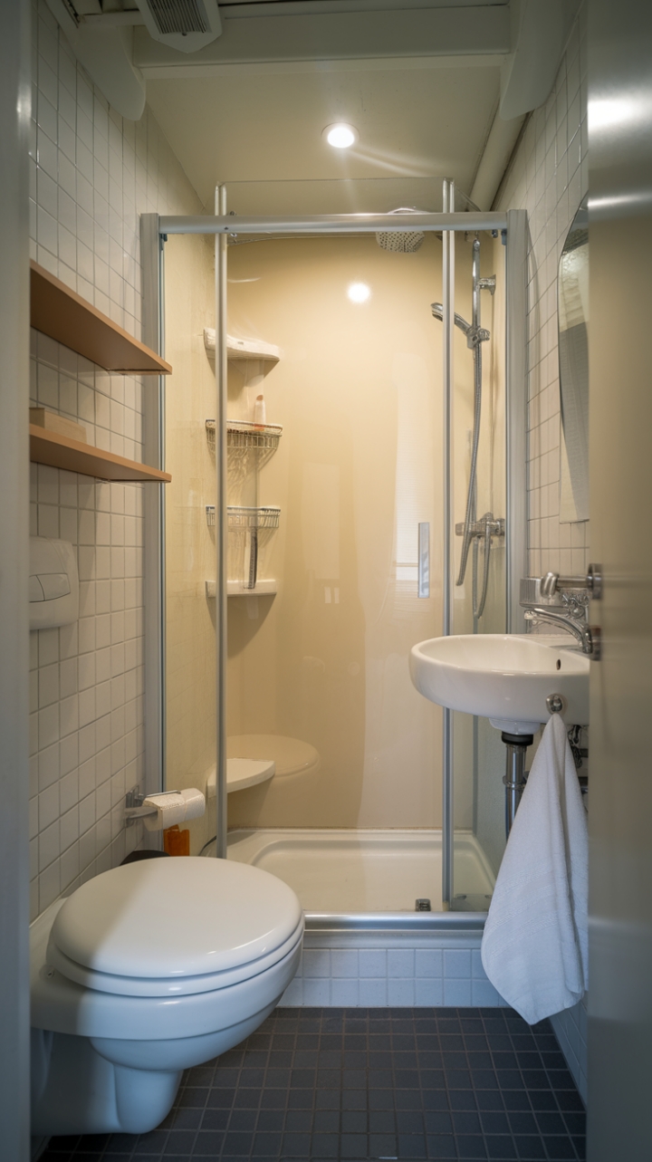 Efficient Elegance: A Compact Ensuite with Bright Details
