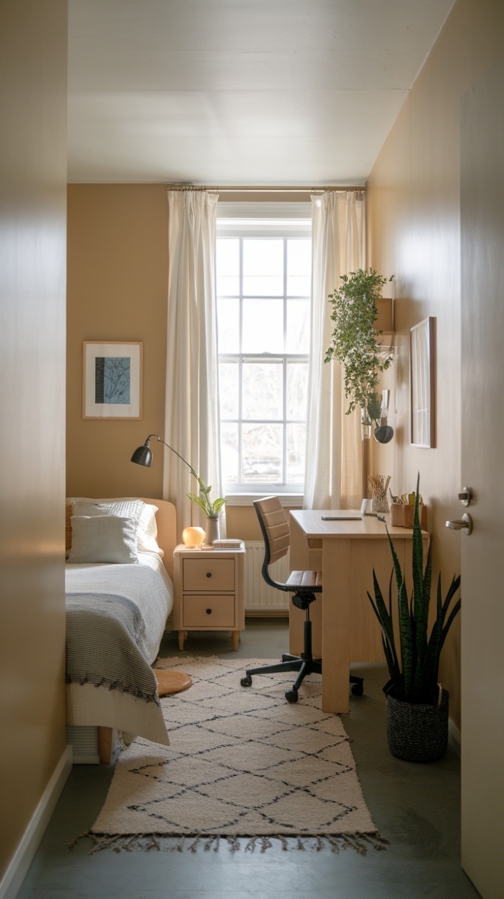 Small Space, Big Style: A Warm and Functional Bedroom Design