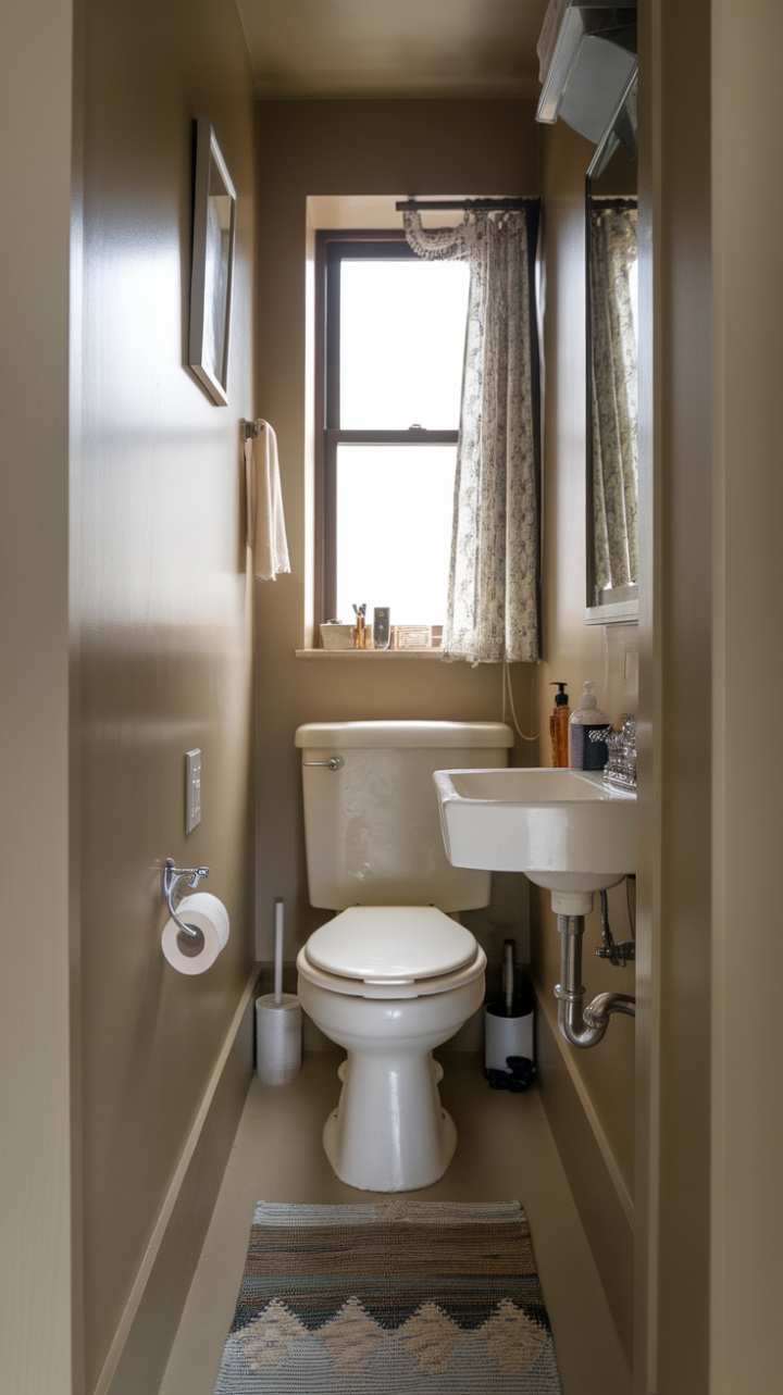 Cozy Beige Powder Room with Thoughtful Details