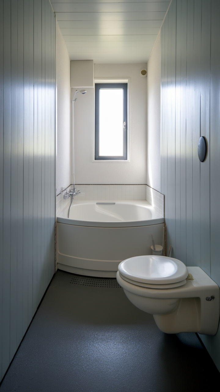 Space-Saving Bathroom Layout Enhances Brightness and Functionality