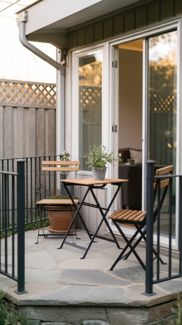 Intimate Outdoor Space with Stone Flooring and Warm Lighting