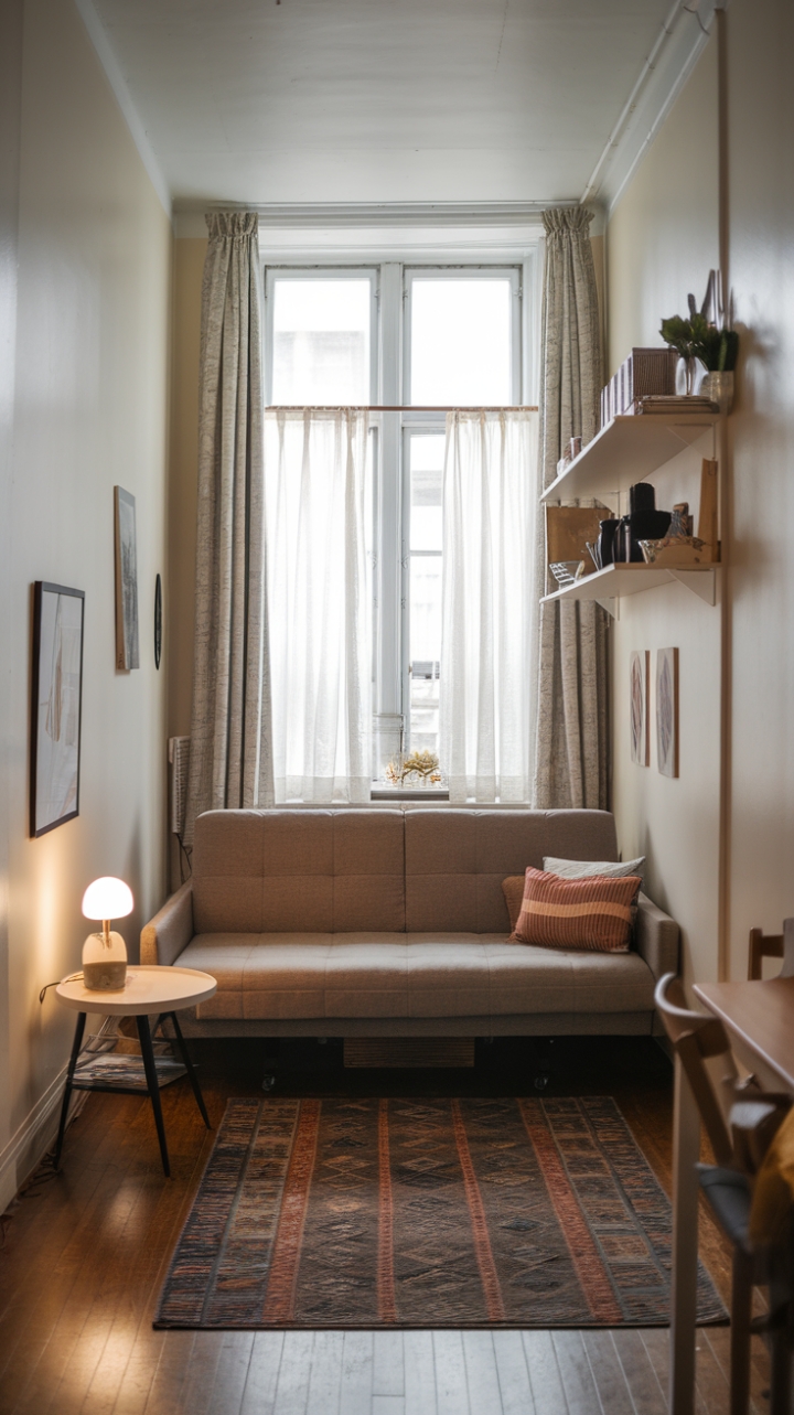 Bright and Inviting: Maximizing Style and Storage in a Compact Living Space