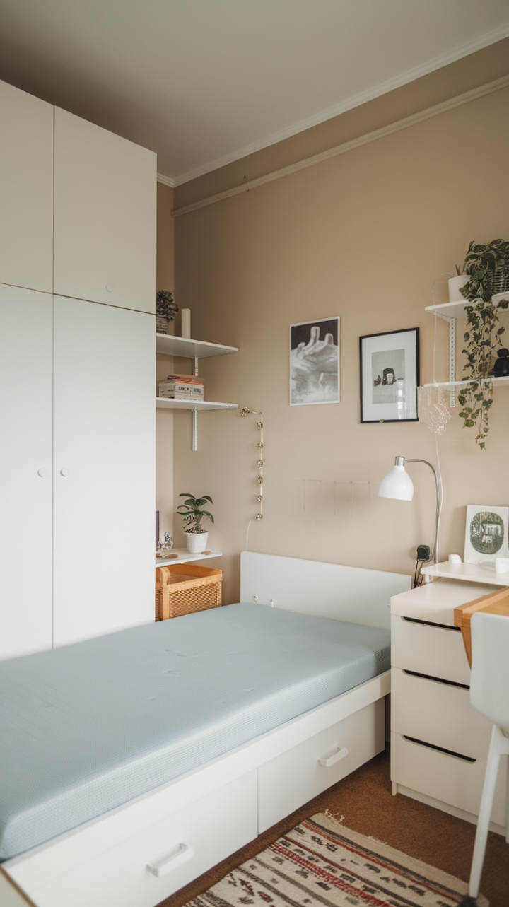 Tranquil Beige Sanctuary with a Pop of Blue