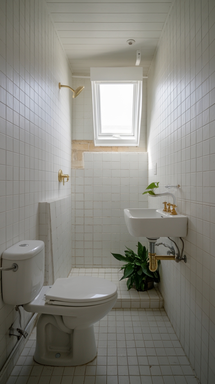 Elegant Efficiency: A Compact Bathroom with Luxe Accents
