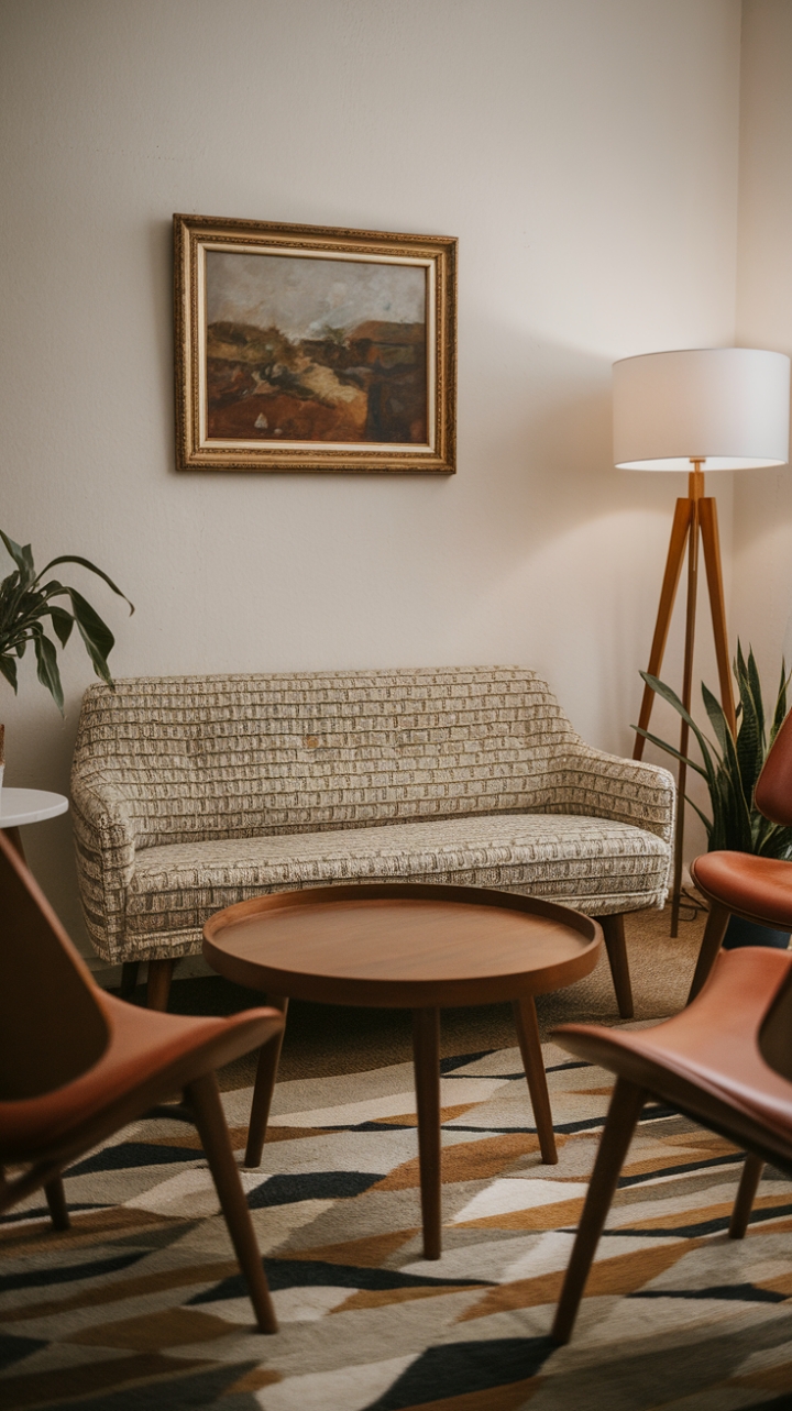 Stylish and Livable Mid-Century Space with Geometric Flair