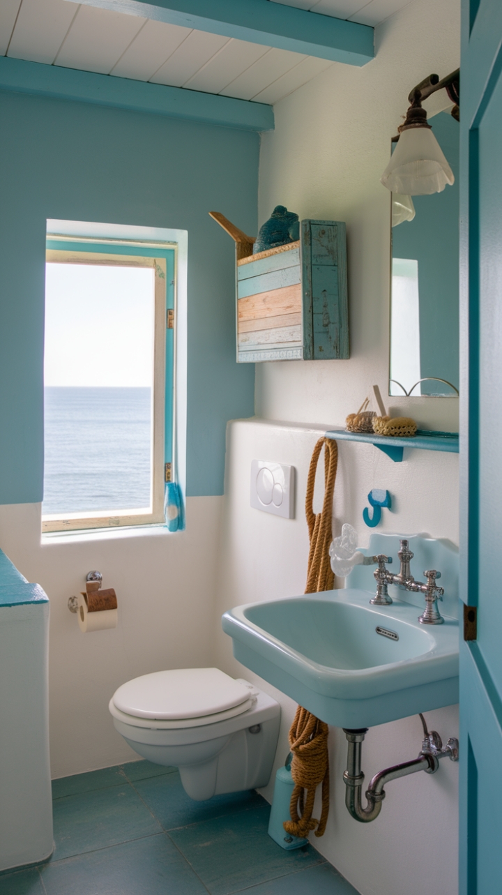 Serene Coastal Bathroom with Nautical Touches