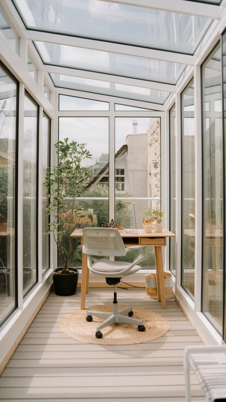 Sunlit Sunroom Workspace for Creative Inspiration