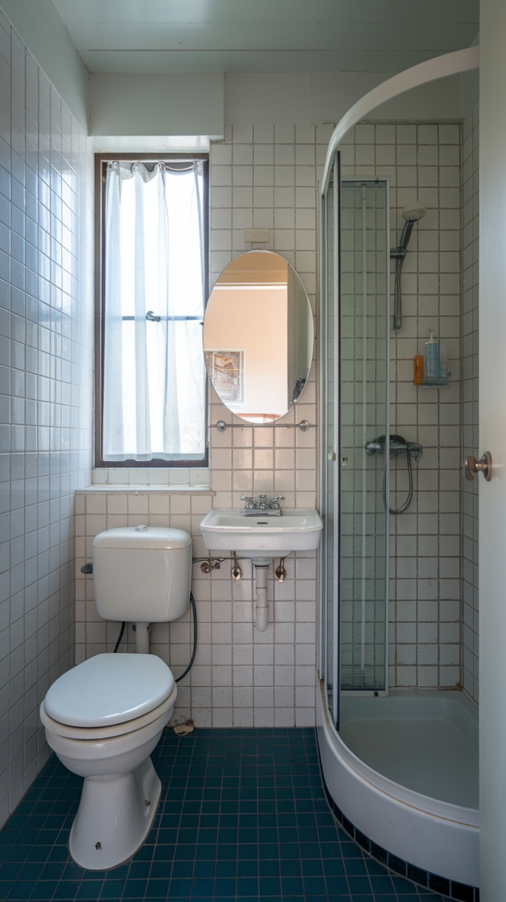 Serene and Spacious: Small Bathroom with Bright, Clean Design