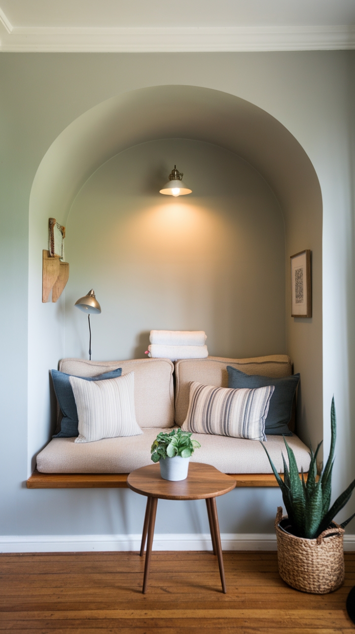 Warm Gray Retreat with Wooden Touches