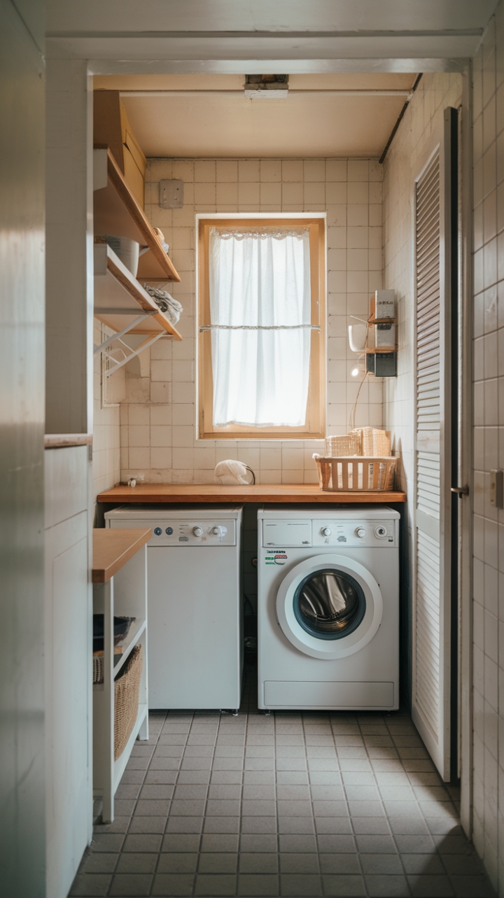 Charming Compact Laundry Room with Bright Natural Light