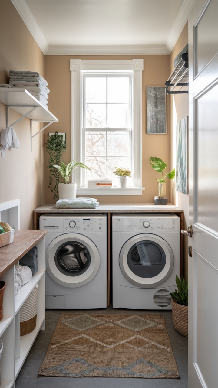 Sunlit Laundry Nook Blends Function and Warmth