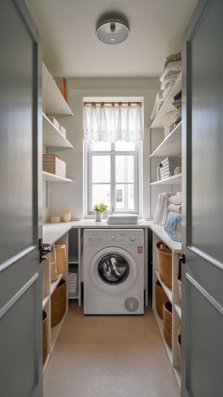 Bright and Cozy Compact Laundry Room