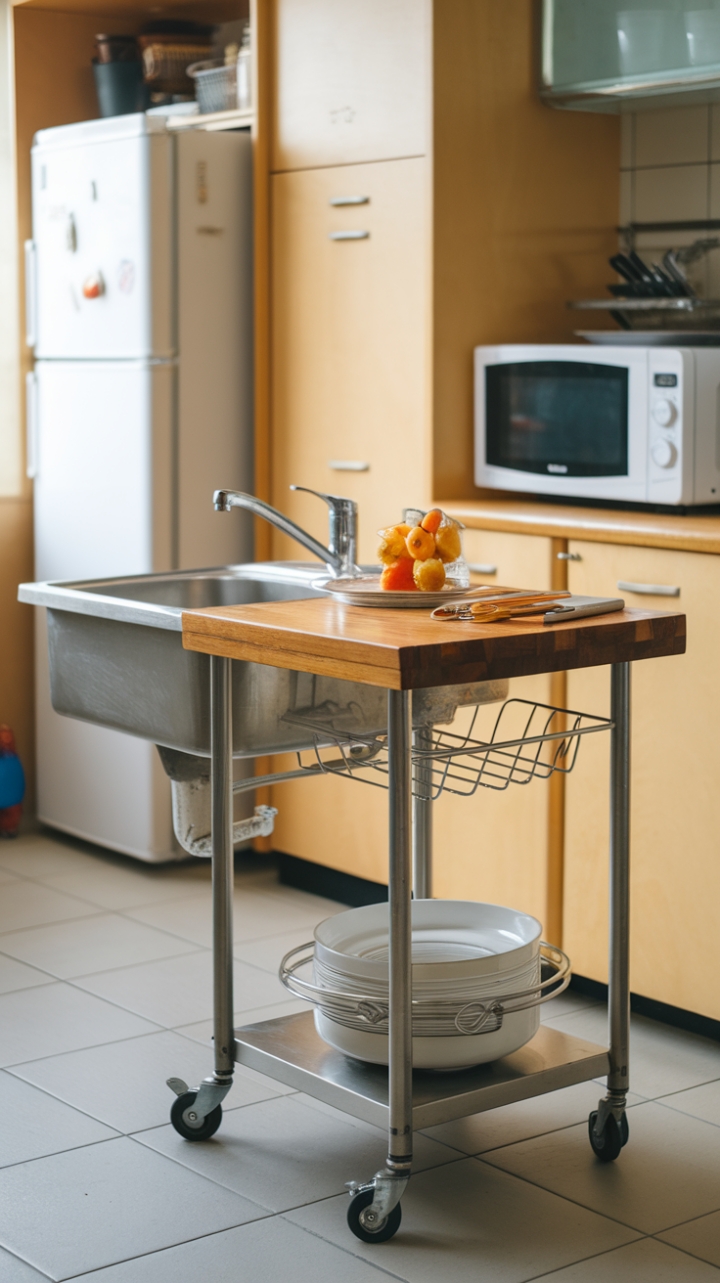 Mobile Wooden Kitchen Island for Small Spaces
