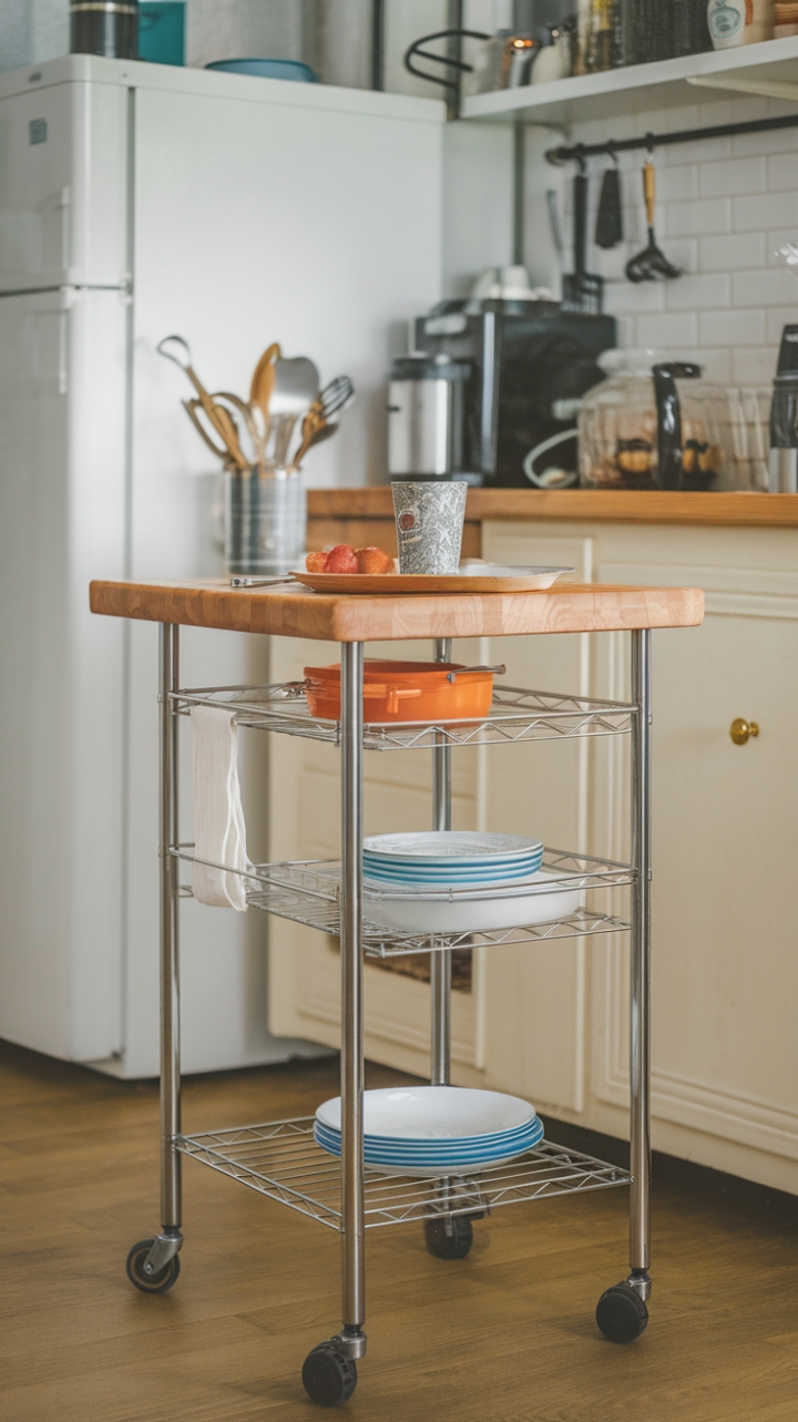 Compact Stainless Steel Kitchen Cart for Small Spaces