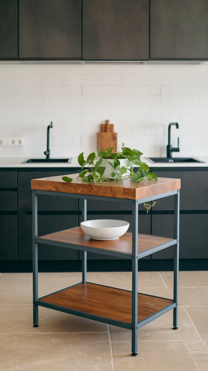 Charming Compact Kitchen Island with Natural Accents