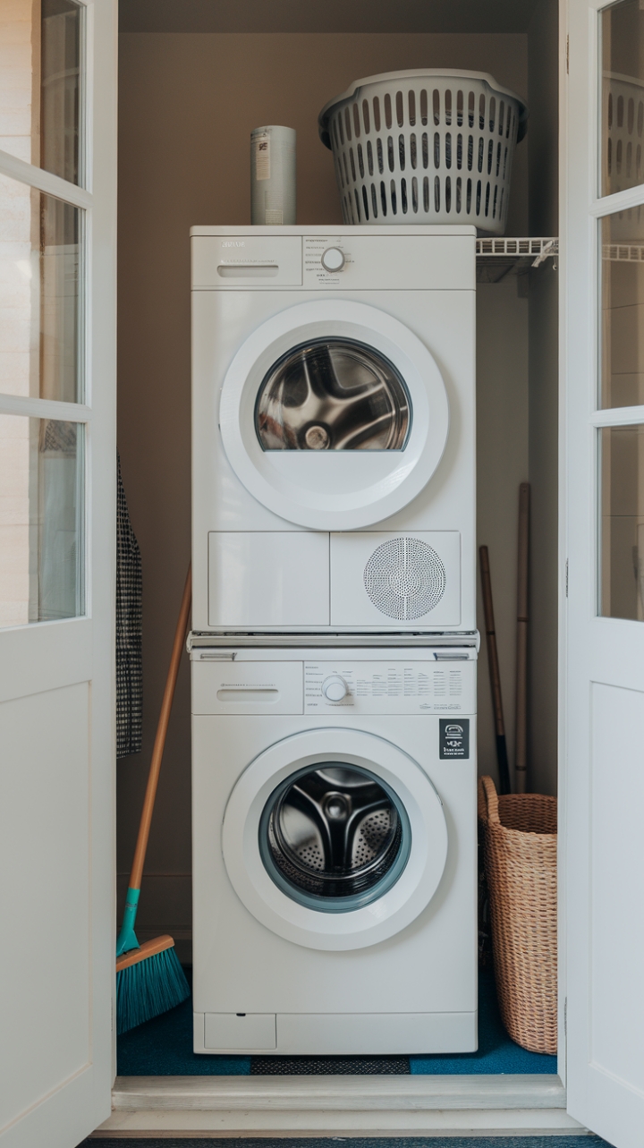 Chic Space-Saving Laundry Nook with Natural Light