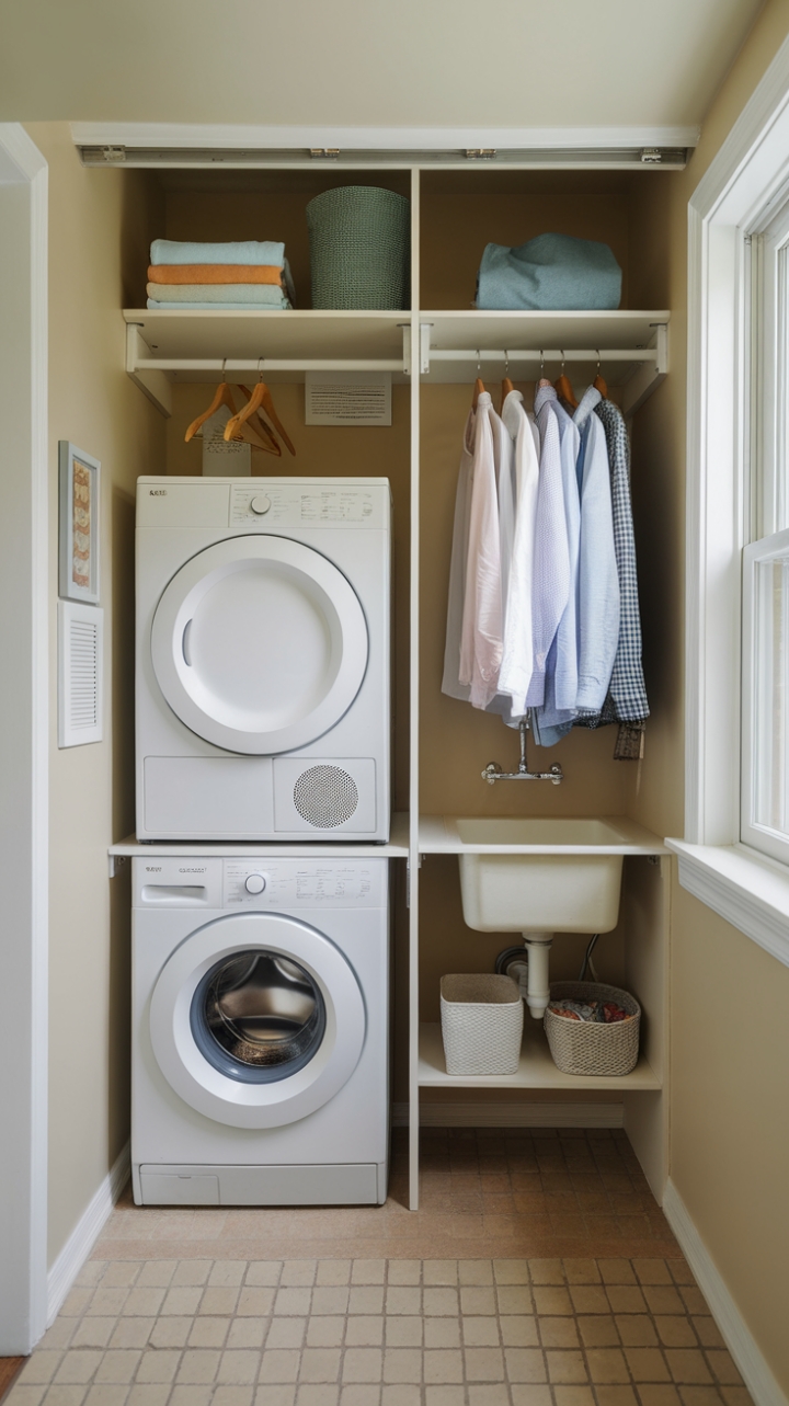 Efficient and Inviting Compact Laundry Area