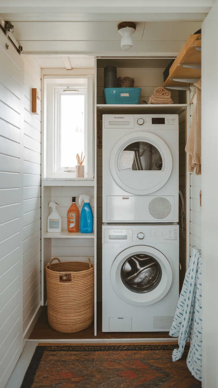 Elevate Compact Laundry Areas with Smart Design and a Cozy Rug