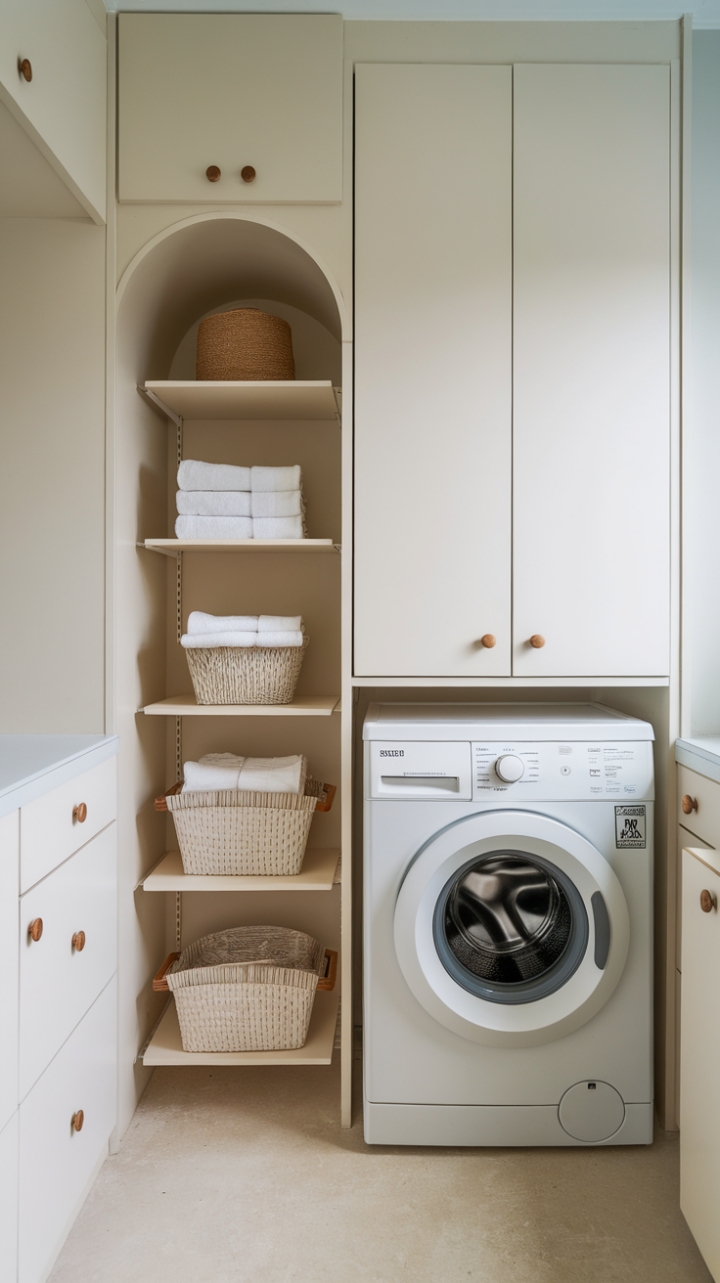 Elegant Narrow Laundry Storage for Small Spaces