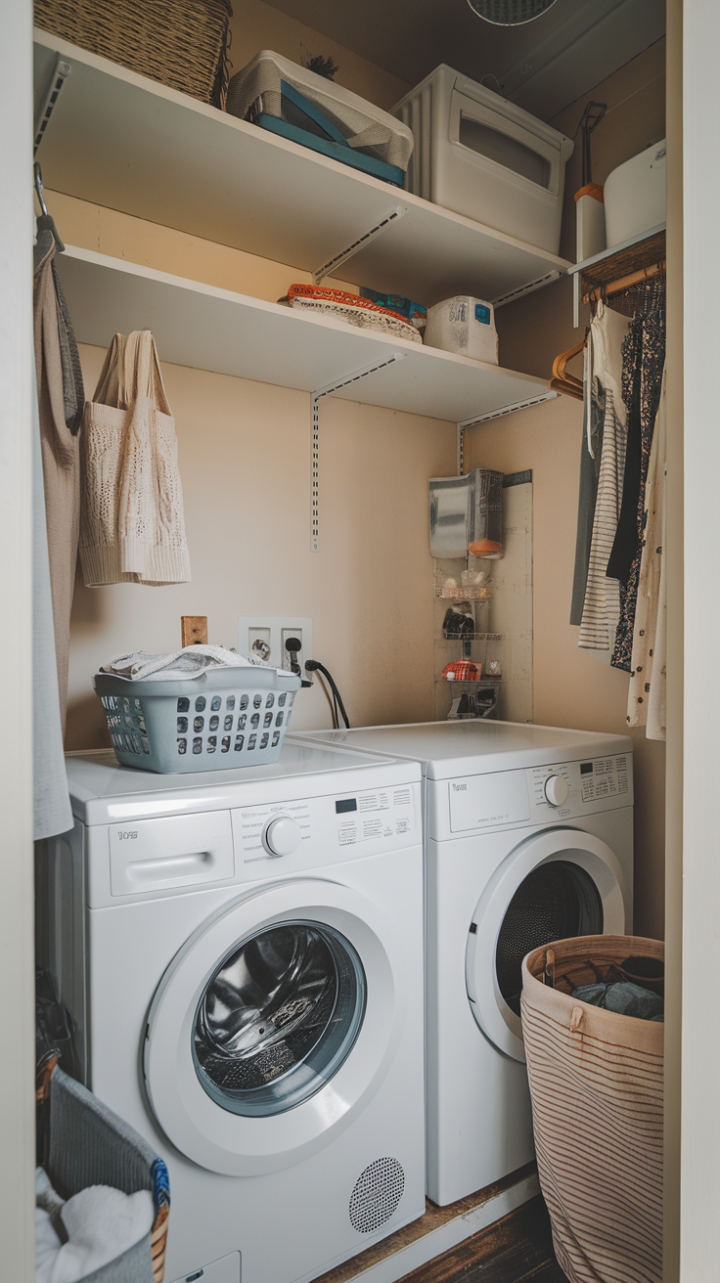 Smart Storage for a Stylish Compact Laundry Room