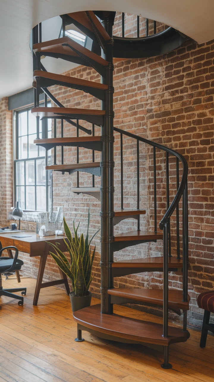 Compact Spiral Staircase Enhances Loft Functionality