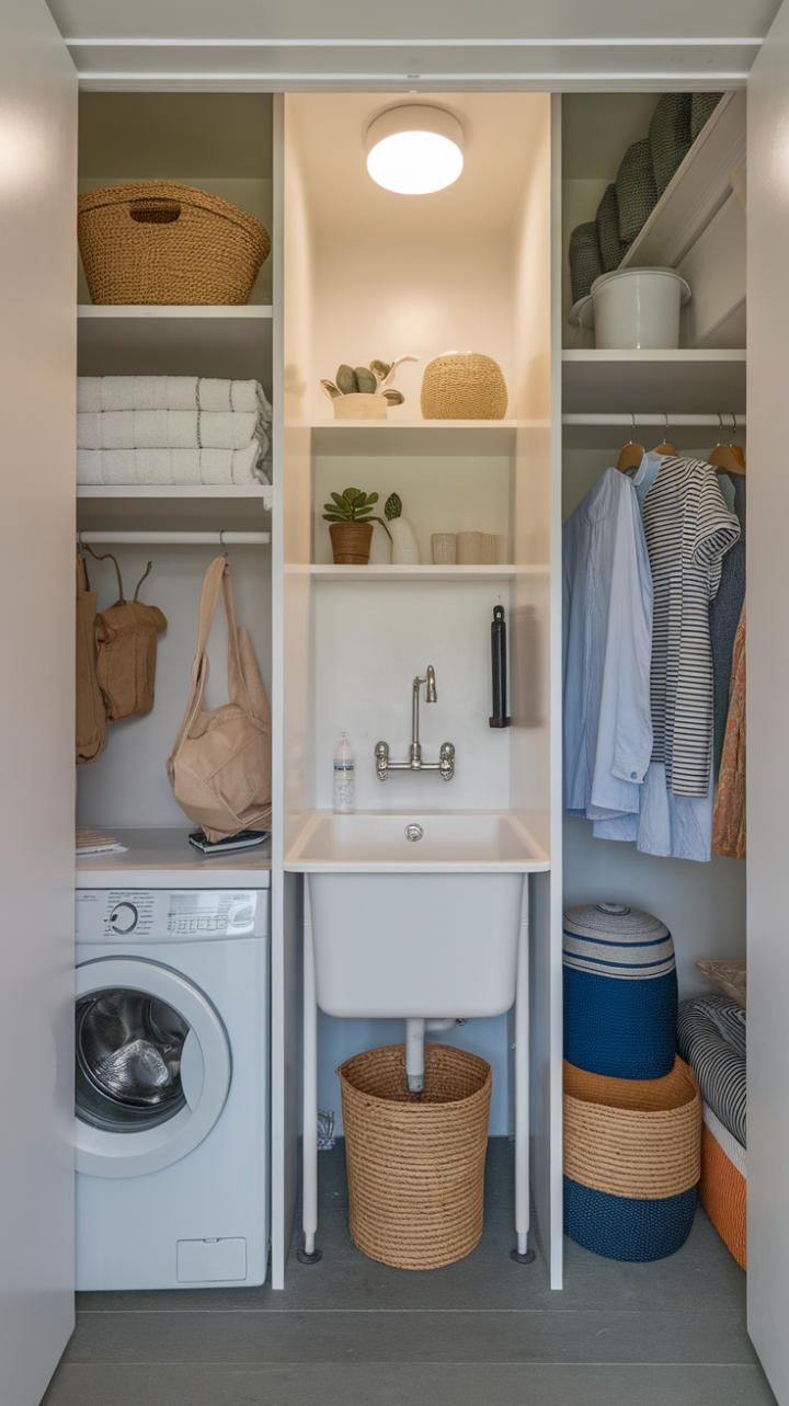 Efficient Use of Limited Footprint in a Compact Laundry Area