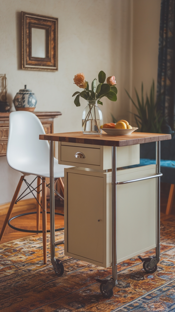 Versatile Wood and Metal Kitchen Island for Small Spaces
