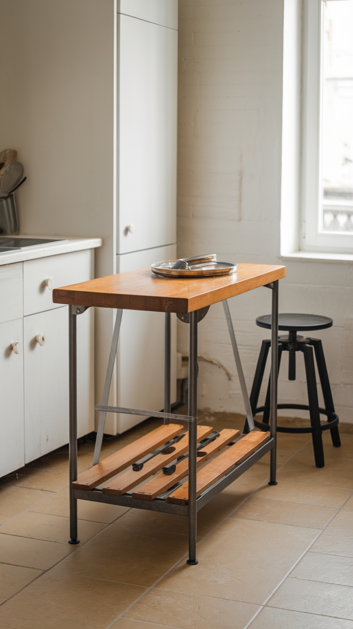 Warm Wooden Kitchen Island Enhances Cozy Space