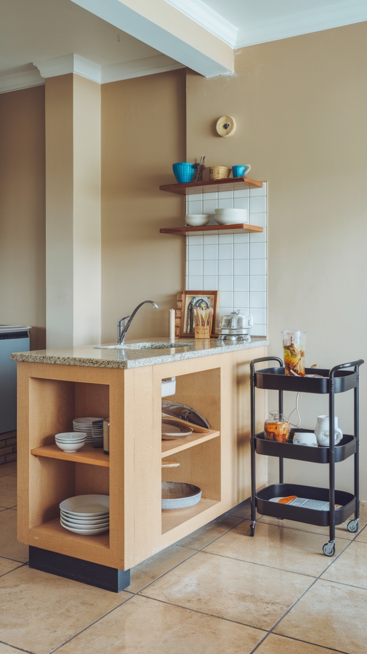 Compact Kitchen Solution with Sleek Surfaces and Practical Storage