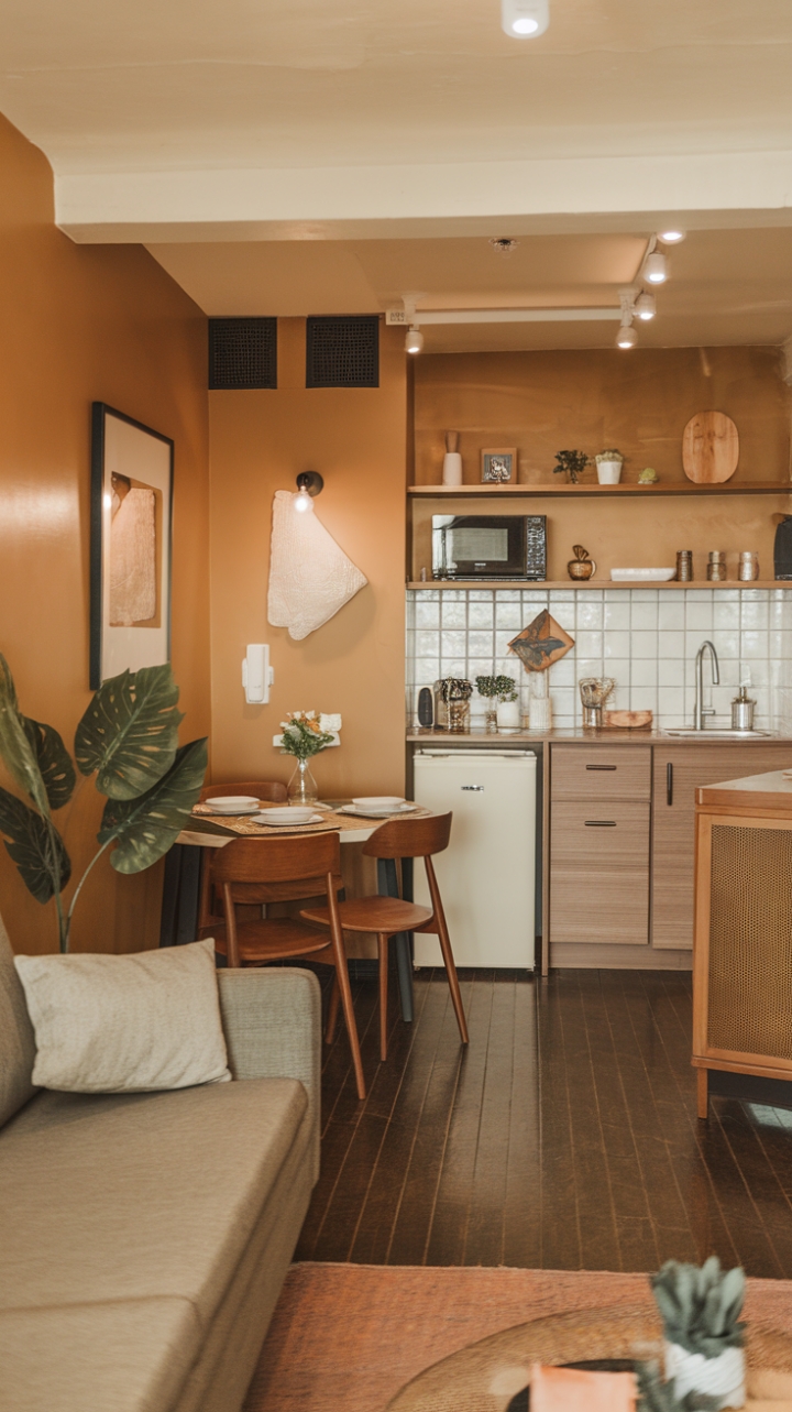 Compact Comfort: A Stylish Micro-Home with Wooden Floors and Natural Light