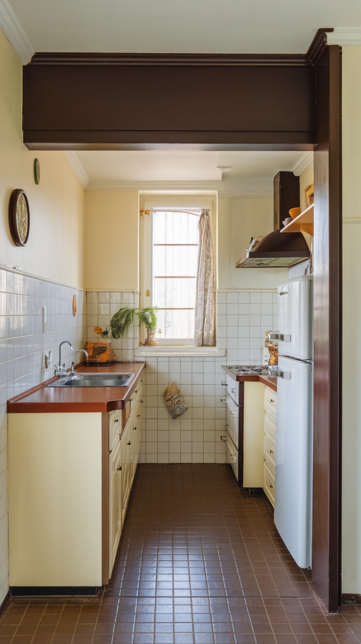Cozy Cream and Brown Kitchen with Natural Light