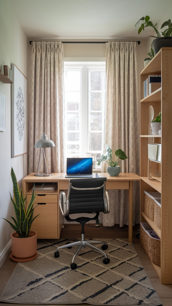Chic and Functional: A Compact Home Office with Style