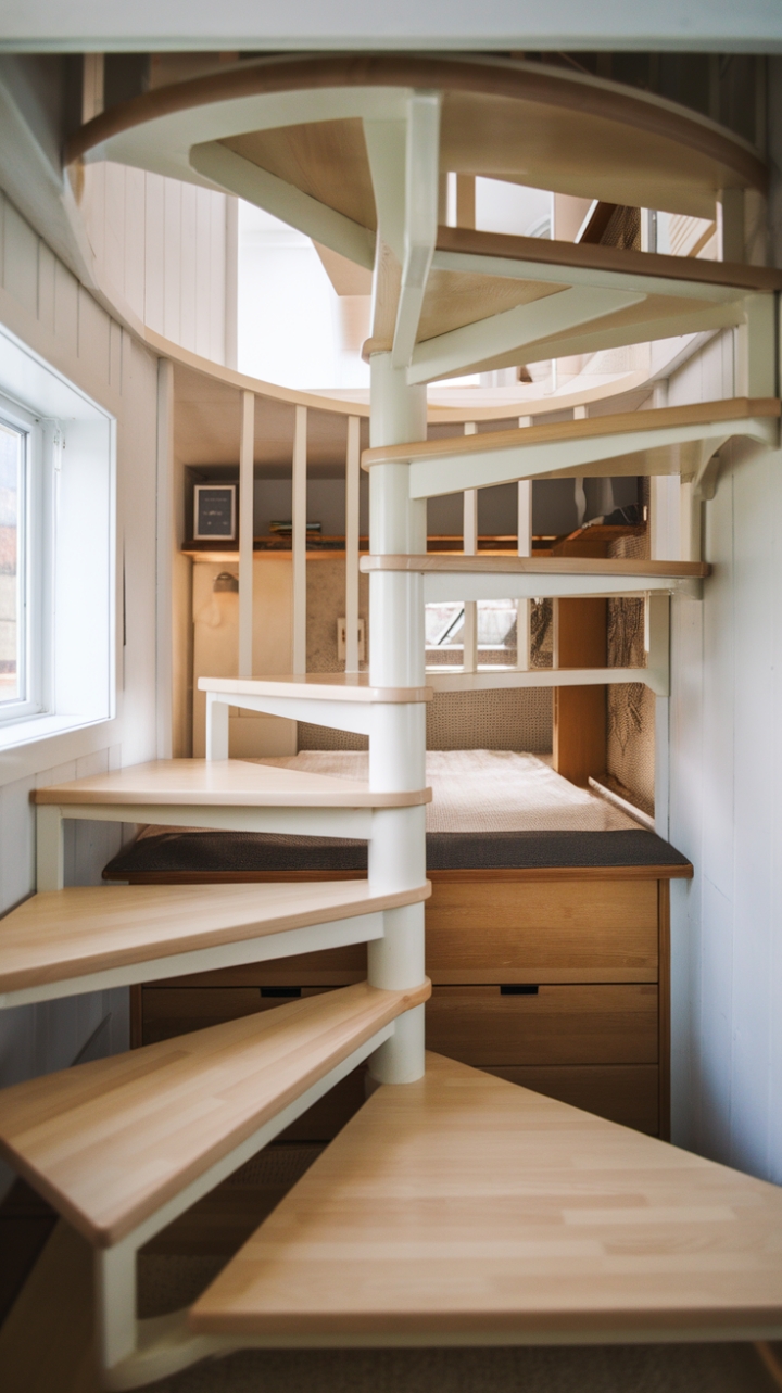 Minimalist Light Wood Spiral Staircase