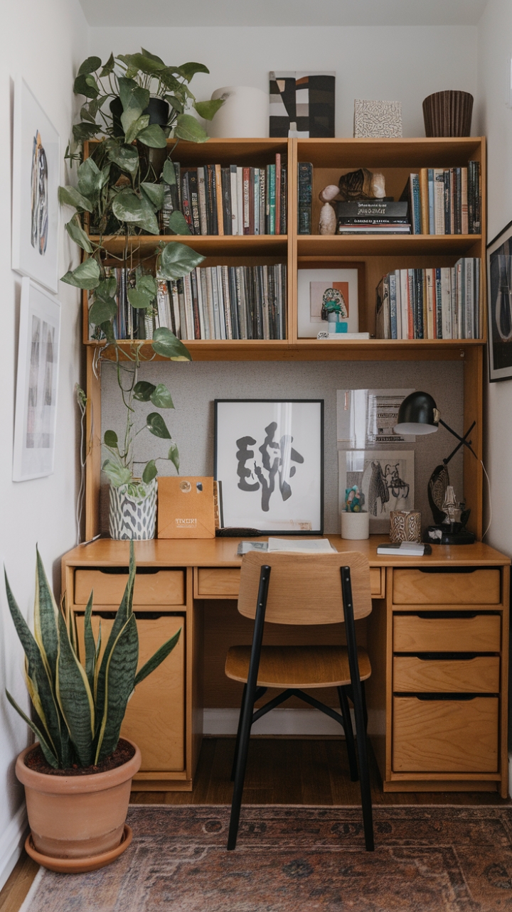 Compact Corner Office: Smart Storage and Stylish Decor for Inspiration