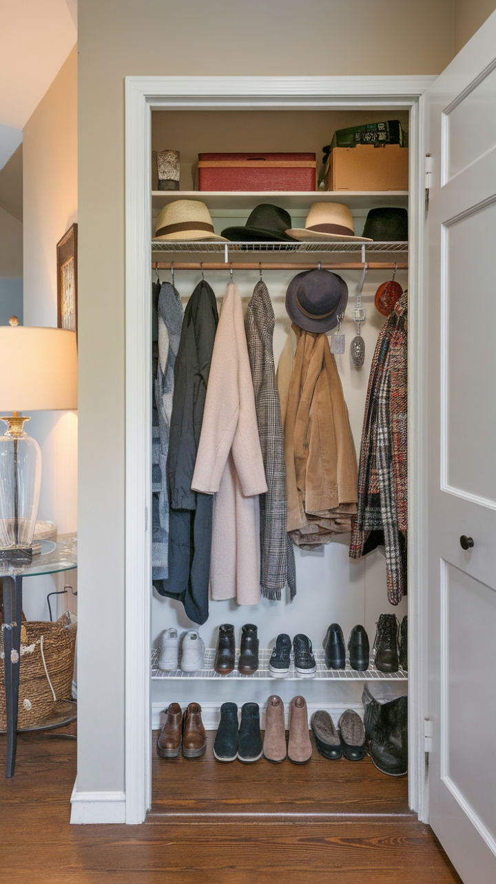 Inviting Entryway with Cozy Closet and Warm Details