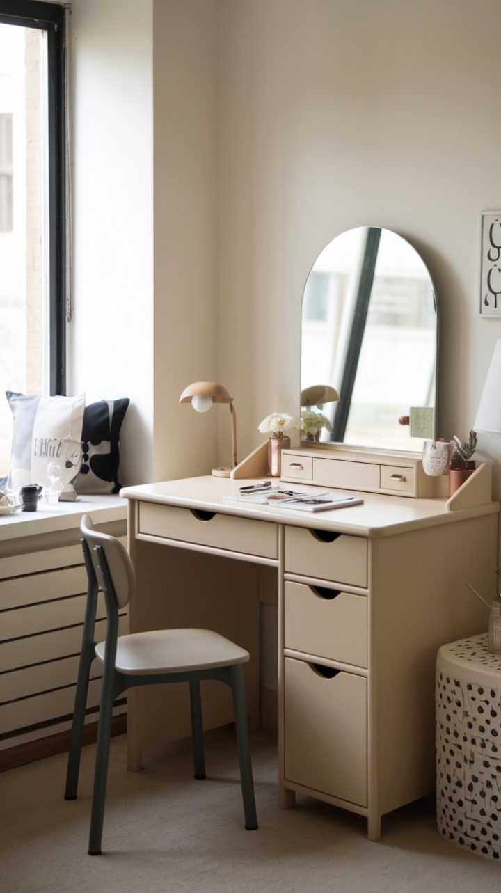 Charming Petite Vanity Enhances Cozy Space
