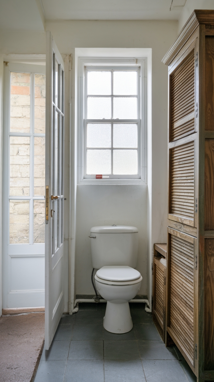 Charming Outdoor-Connected Powder Room with Compact Design