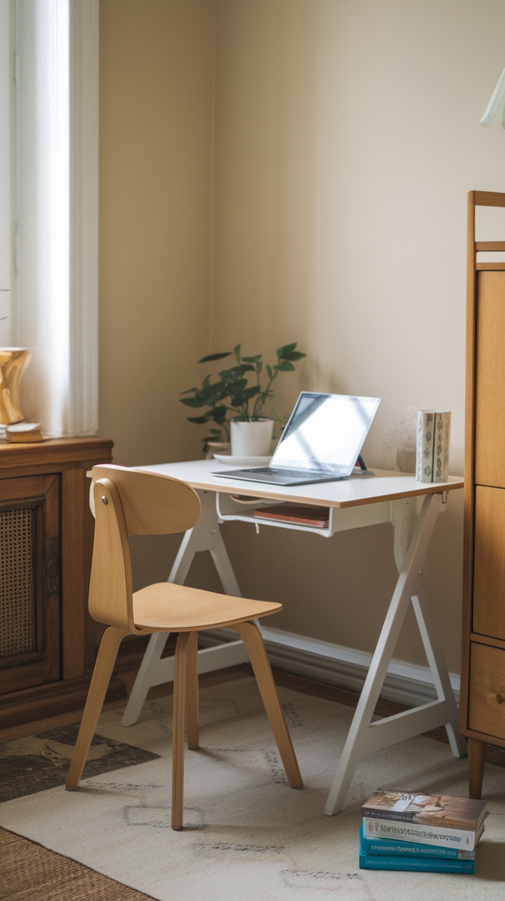 Stylish and Practical Workspace with Nature-Inspired Charm