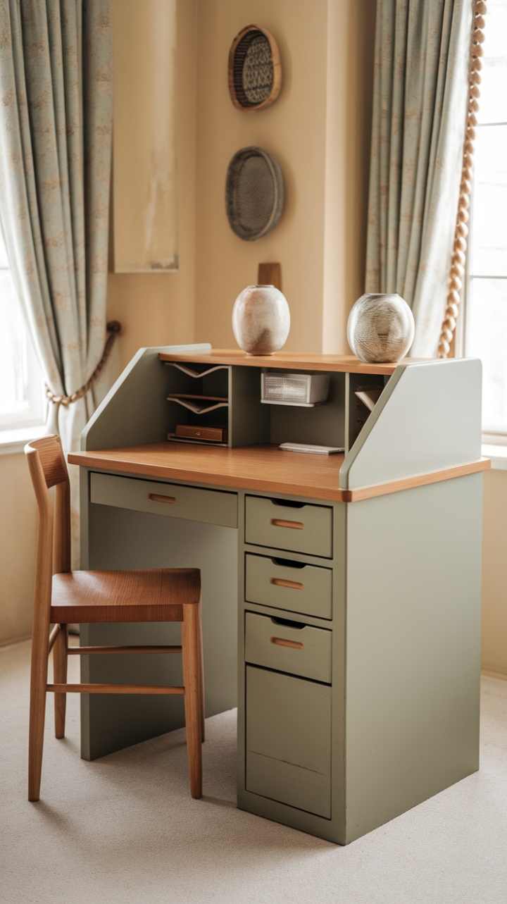 Elegant Wooden Desk for a Cozy, Bright Workspace
