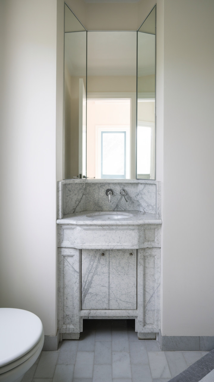 Bright and Elegant Small Bathroom with Marble Touch