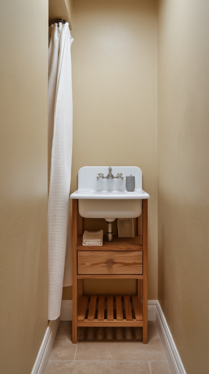 Serene Small Vanity with Warm Wood Finish