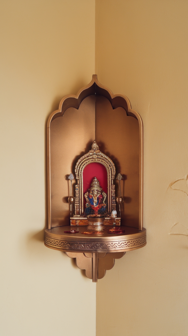 Elegant Compact Wall-Mounted Puja Mandir for Small Spaces