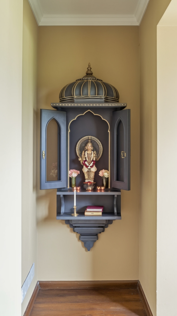 Compact Mandir with Hidden Sanctuary and Elegant Details