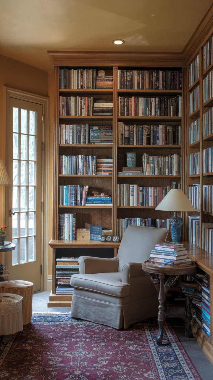 Sunlit Sanctuary: An Eclectic Personal Library for Relaxation