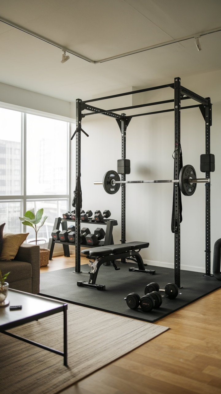 Elegant Space-Saving Fitness Nook Enhances Daily Living