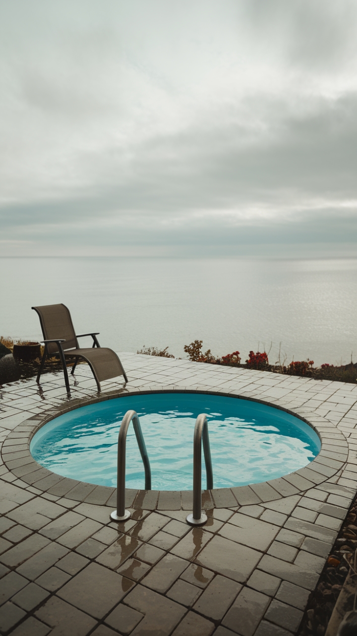 Tranquil Outdoor Retreat with Paver Patio and Refreshing Dip