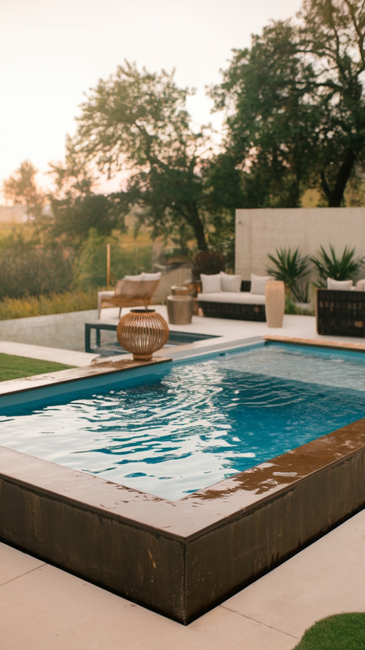 Chic Modern Plunge Pool Enhances Cozy Outdoor Retreat